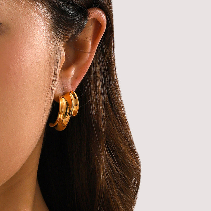 INS New 18K Gold Stainless Steel Irregular Earrings - Minimalist Titanium Steel Studs