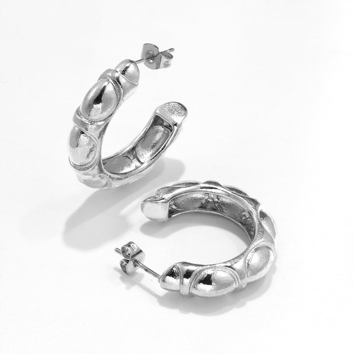 Twisted Earrings Stainless Steel C-Shaped Titanium Steel Vintage Earrings