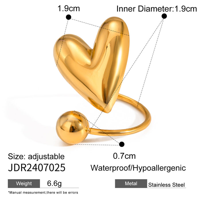 Stainless steel open ring heart ear bone clip no fading titanium steel