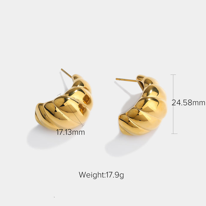 18K Gold Titanium Steel Stud Earrings - Horn Shaped Design Jewelry