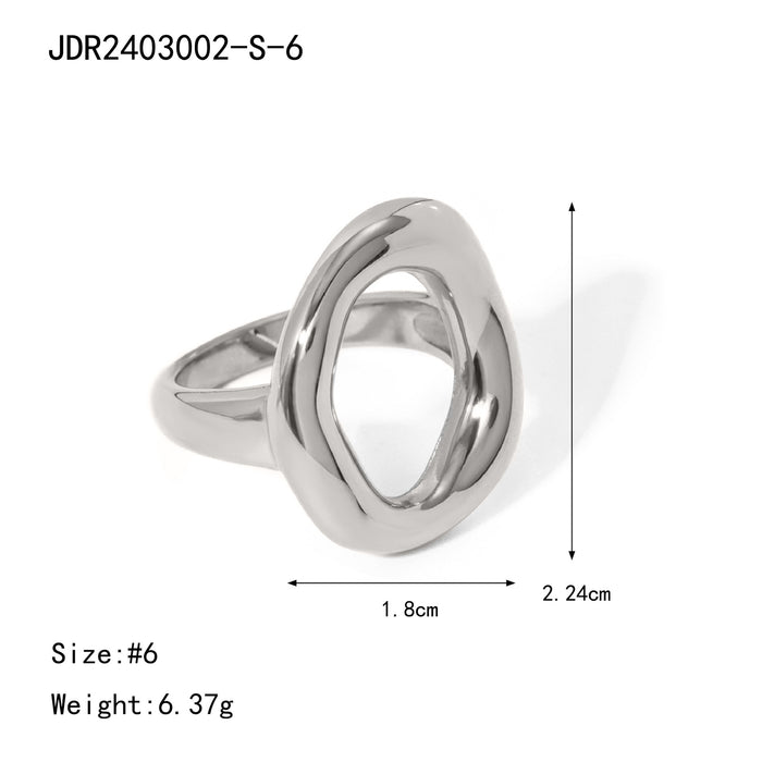 Anillo de acero inoxidable con circonitas ovaladas y oro de 18 quilates con textura tejida