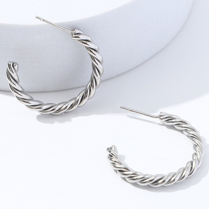 Stainless Steel Multi-Strand Twisted Wire Titanium Steel Earrings C-Shaped Earrings Set Wholesale