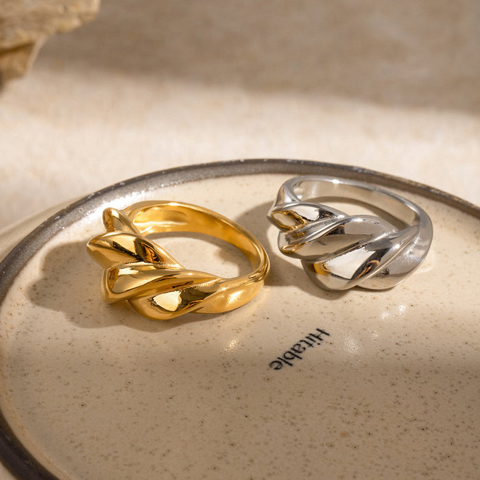 18k gold stainless steel twist ring