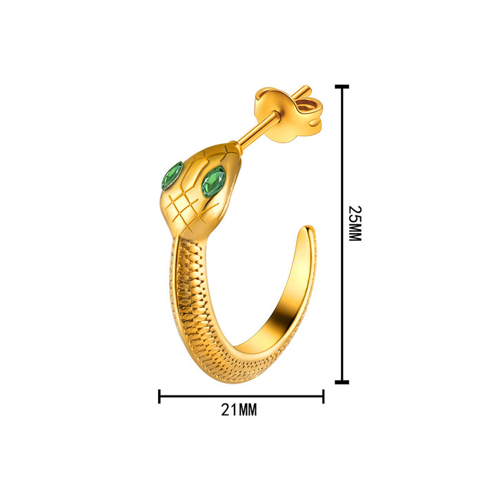 Pendientes de serpiente retro franceses, ligeros, lujosos, de acero y titanio