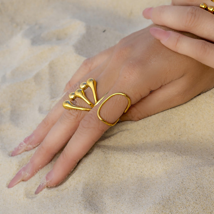 Stainless steel flower irregular ring