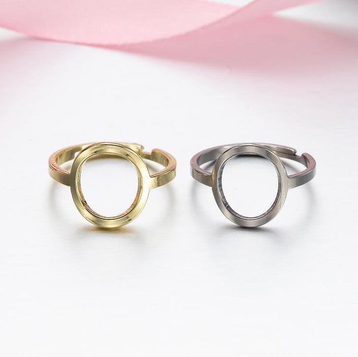 Fashionable 18K gold plated round ring, stainless steel open geometric ring wholesale