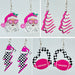 Pink Acrylic Christmas Santa Claus Christmas Tree Rugby Lightning Earrings - wallojewerly 