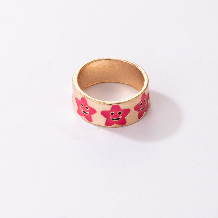 Irregular geometric red flame oil drip ring