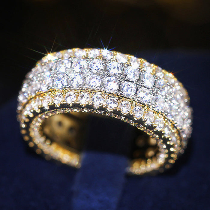 Women's two-tone micro-diamond ring