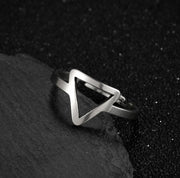 Stainless steel hollow triangle ring, INS simple open ring wholesale - wallojewerly 