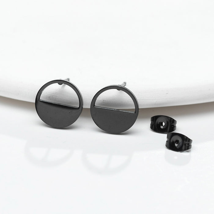 Geometric Half-Circle Stainless Steel Stud Earrings - Chic and Minimalist Jewelry