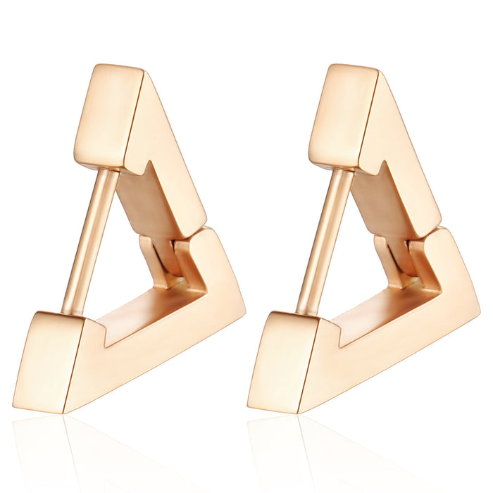 Gold geometric stainless steel earrings for men and women titanium steel hand-polished earrings