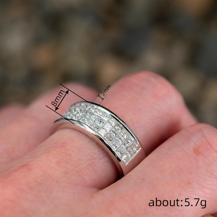 Zircon Qixi Festival inlaid with zircon simple ring female wedding style