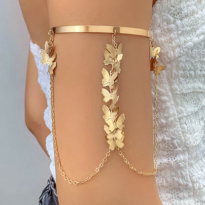 butterfly tassel multi-layer chain open arm chain arm bracelet jewelry