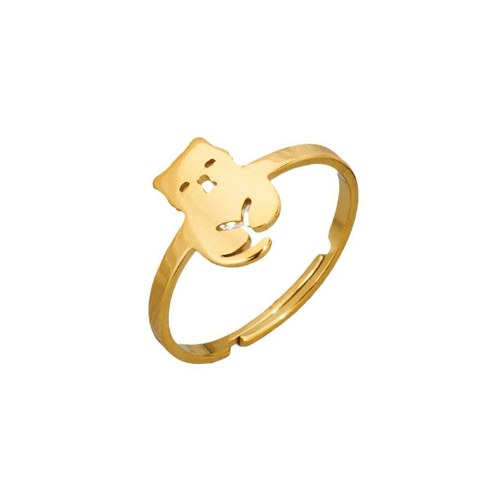 Childlike pet cat ring, simple open stainless steel ring wholesale