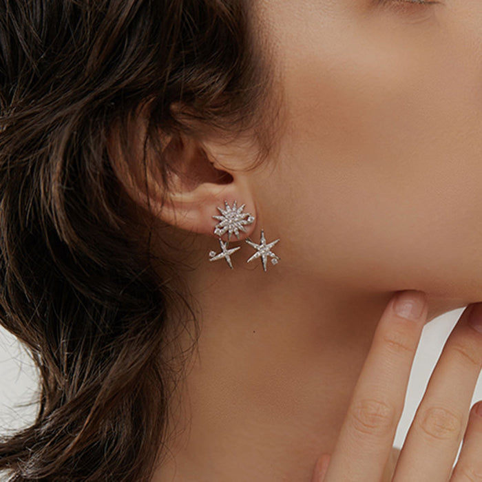 Six-pointed star diamond earrings