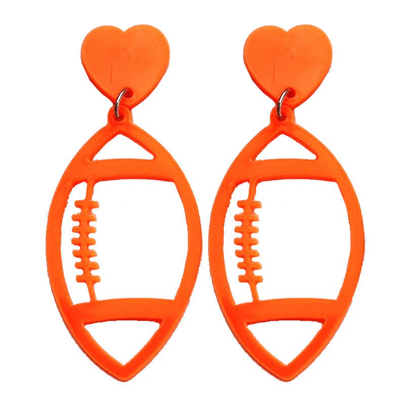 Hollow Acrylic Football Earrings - wallojewerly 