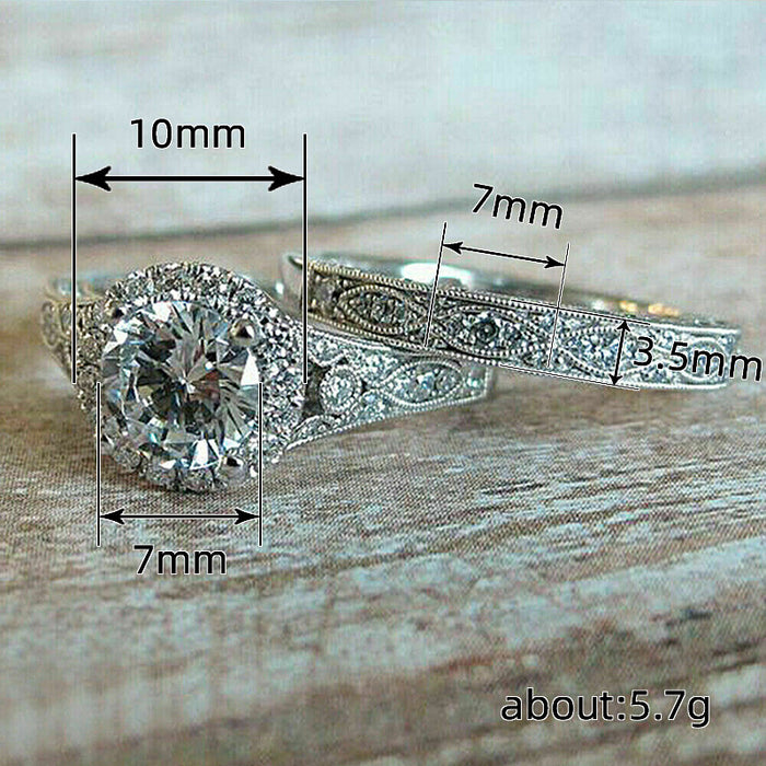 Anillo de diamantes simulados, diseño de boda, anillo de pareja