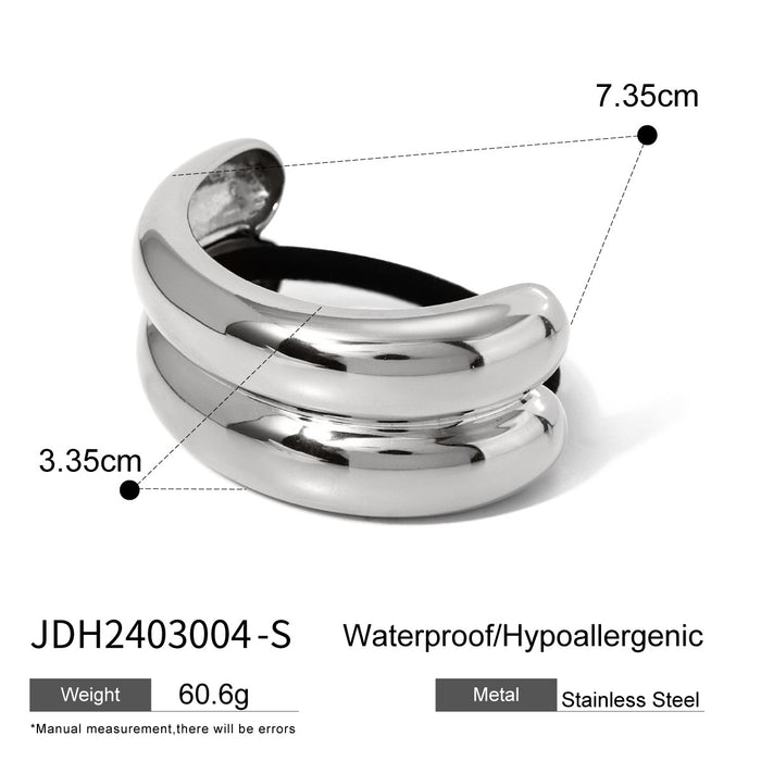 Cross-Border European Stainless Steel Hair Tie - High-End INS-Style Exaggerated Ponytail Titanium Steel Hairband