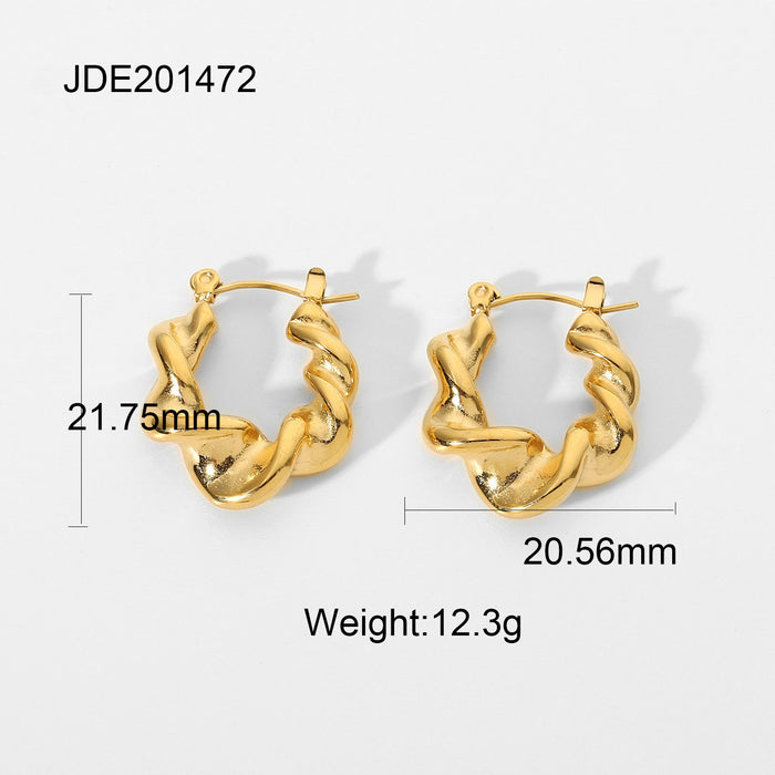 18K Gold Plated Stainless Steel Asymmetric Spiral Earrings - Minimalist Design Jewelry