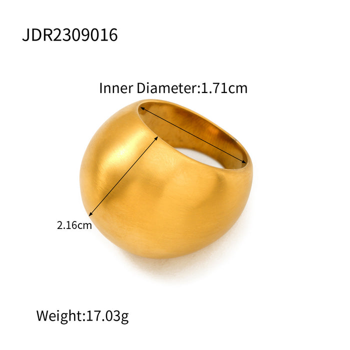 18K Gold Stainless Steel Hammered Texture Ring with Wave Pattern