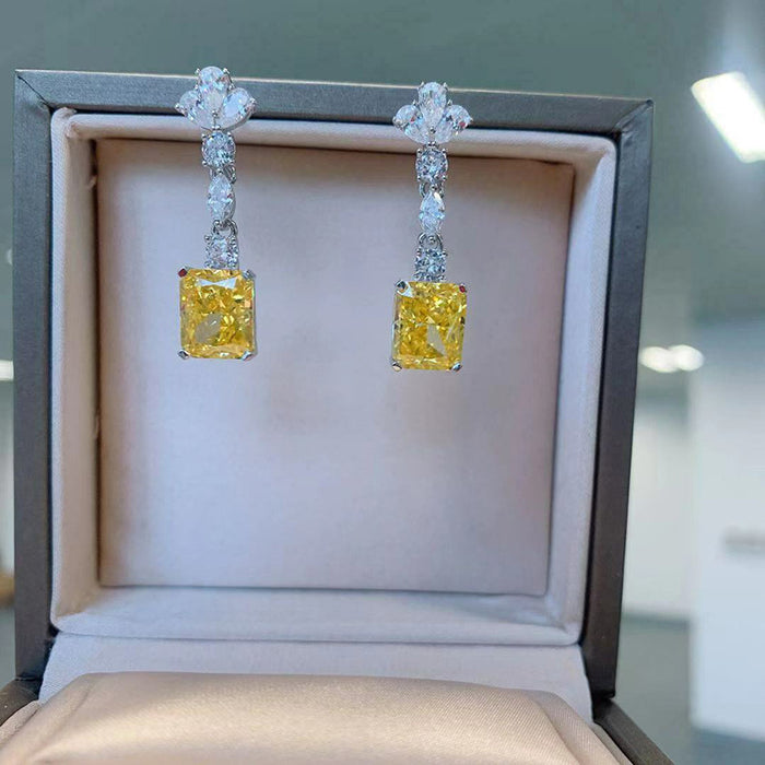 Pendientes largos de princesa súper brillantes de lujo ligeros de estilo coreano