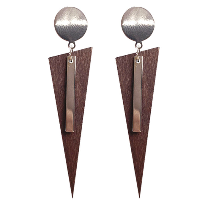 Wooden triangular earrings