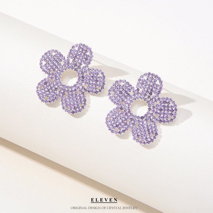 Floral Rhinestone Earrings - Simple and Chic Jewelry with a Sophisticated Touch