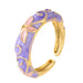 Wholesale colored enamel dripping round irregular flower bud opening rings - wallojewerly 