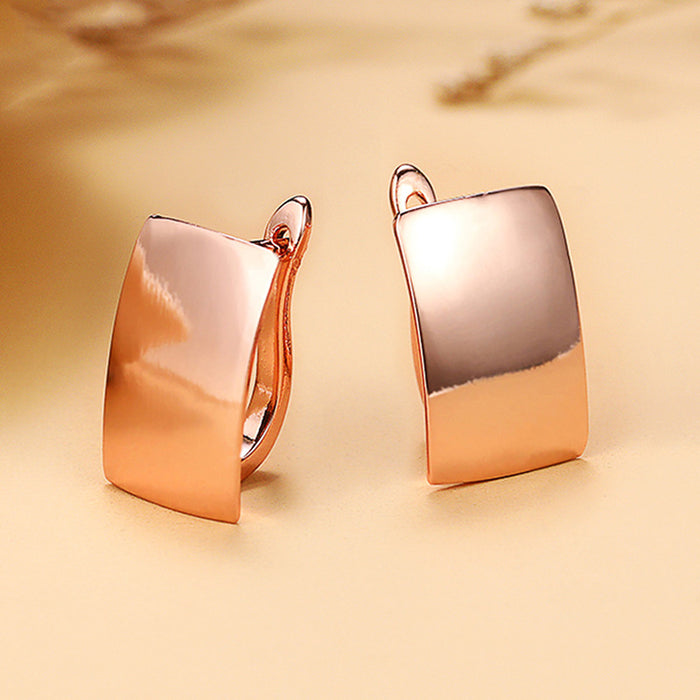 Rectangular earrings rose gold couple earrings