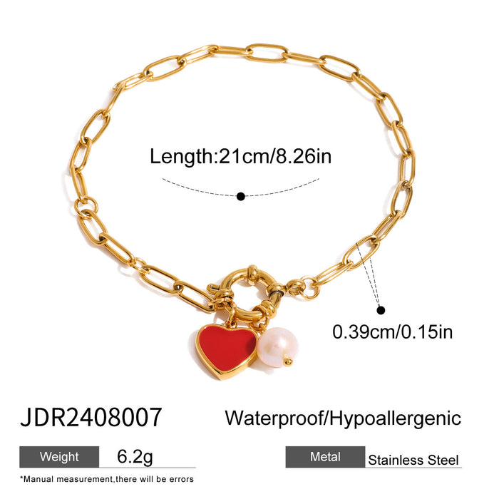 Oil drop heart pendant bracelet High-end luxury 18k titanium steel jewelry