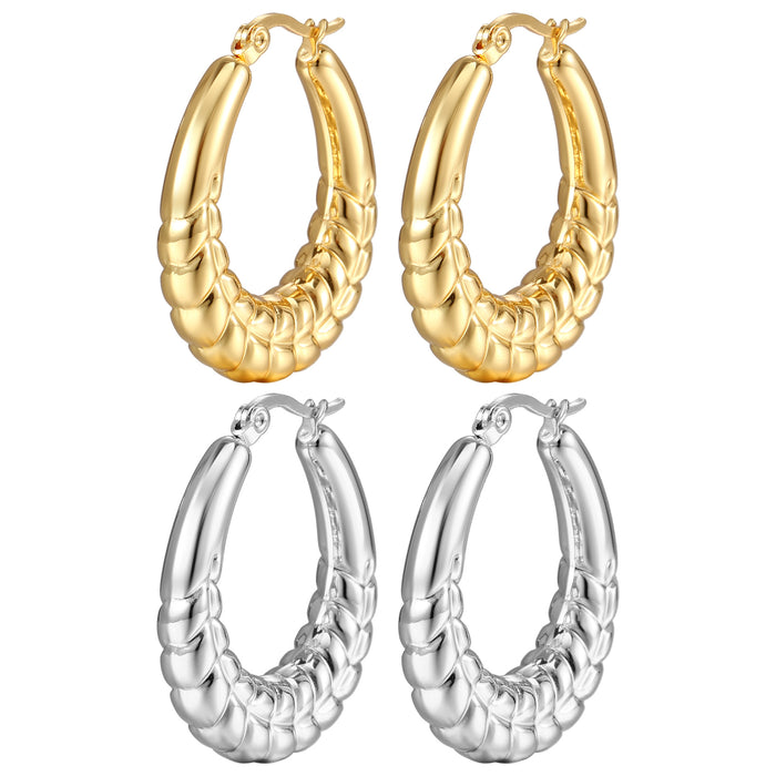 French wheat pattern hollow stainless steel 18K gold titanium steel earrings for women light luxury style