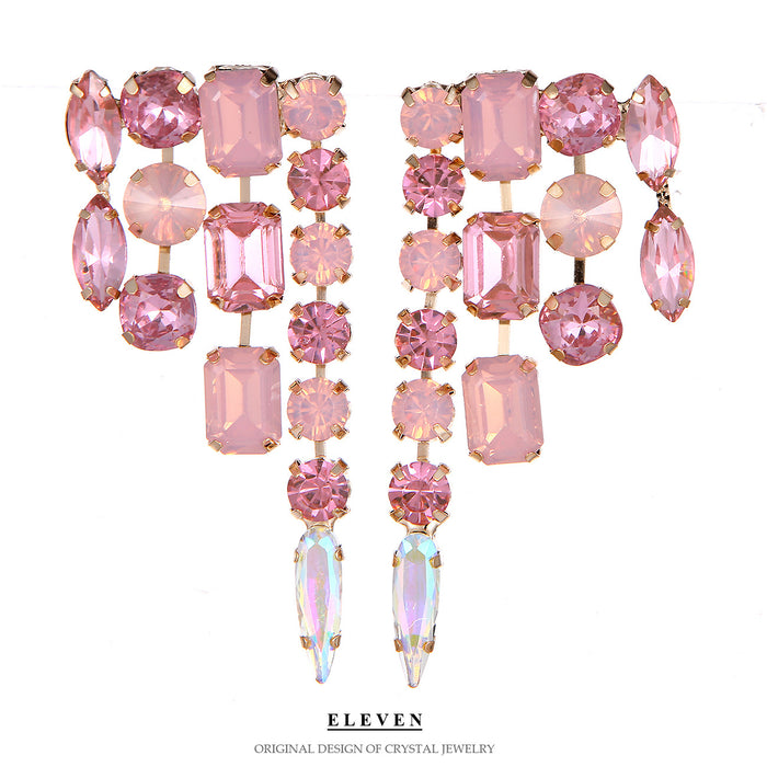 Pink Zircon Earrings - Creative Long Dangles for a Trendy Look