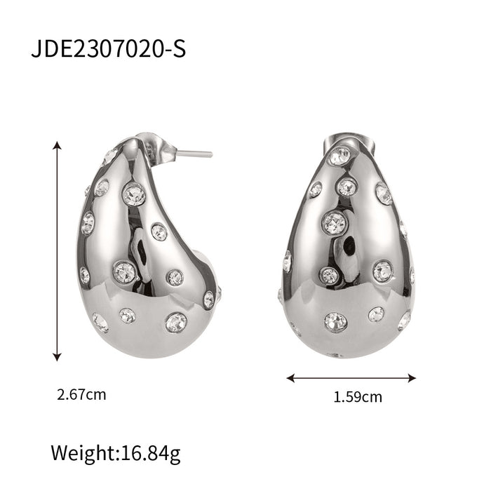 Pendientes de acero inoxidable chapados en oro de 18 quilates con circonitas - Joyería de moda