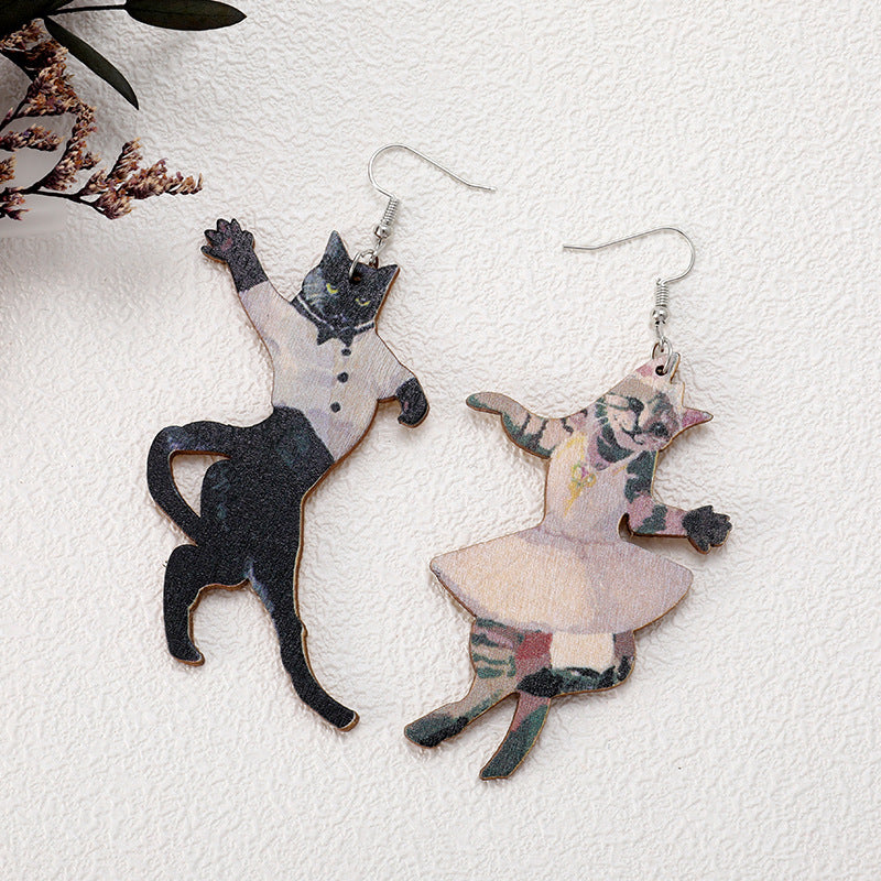 Wooden ballet earrings