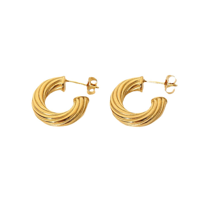 Hot Trend 18K Gold Plated Stainless Steel Twisted Earrings - Titanium Steel Jewelry for Women