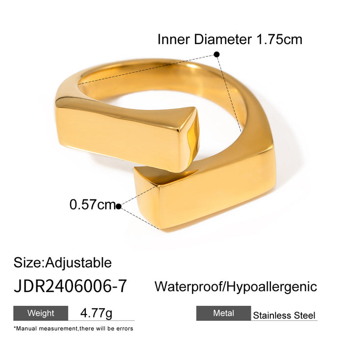 Minimalist 18K Gold Plated Stainless Steel Ring with Textured Finish