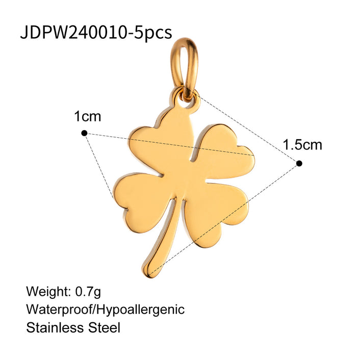 Stainless steel four-leaf clover star and moon pendant DIY necklace titanium steel accessories cross-border jewelry