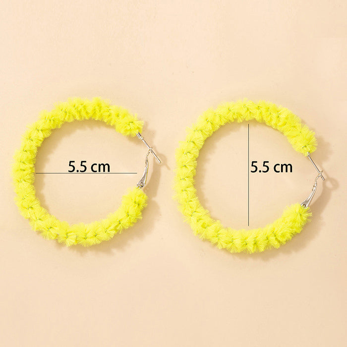 Yellow plush bright circle autumn and winter earrings