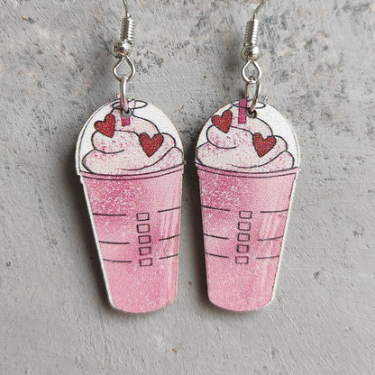 Wooden drink cup earrings