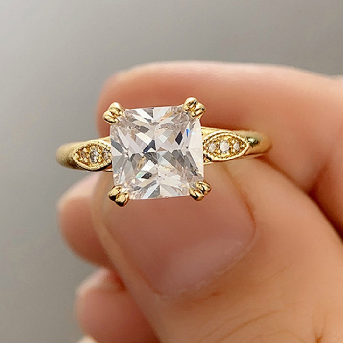 Square Four Prong Engagement Ring Elegant Wedding Ring