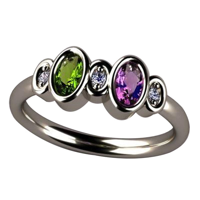 Colored zircon ring Korean version platinum plated ring