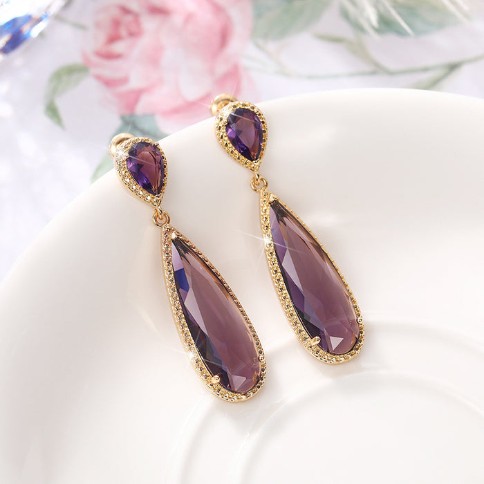 Vintage teardrop zircon earrings