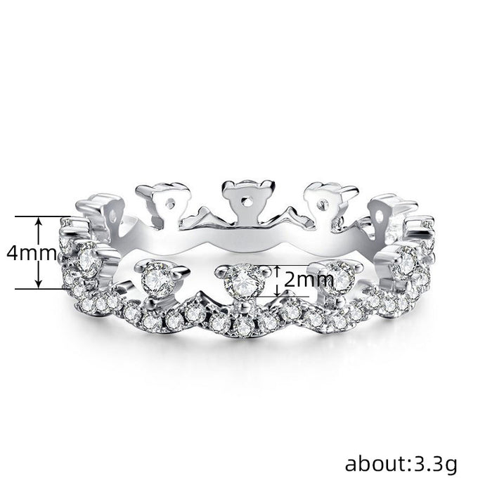 Small crown wave ring light luxury high-end women's stacking ring