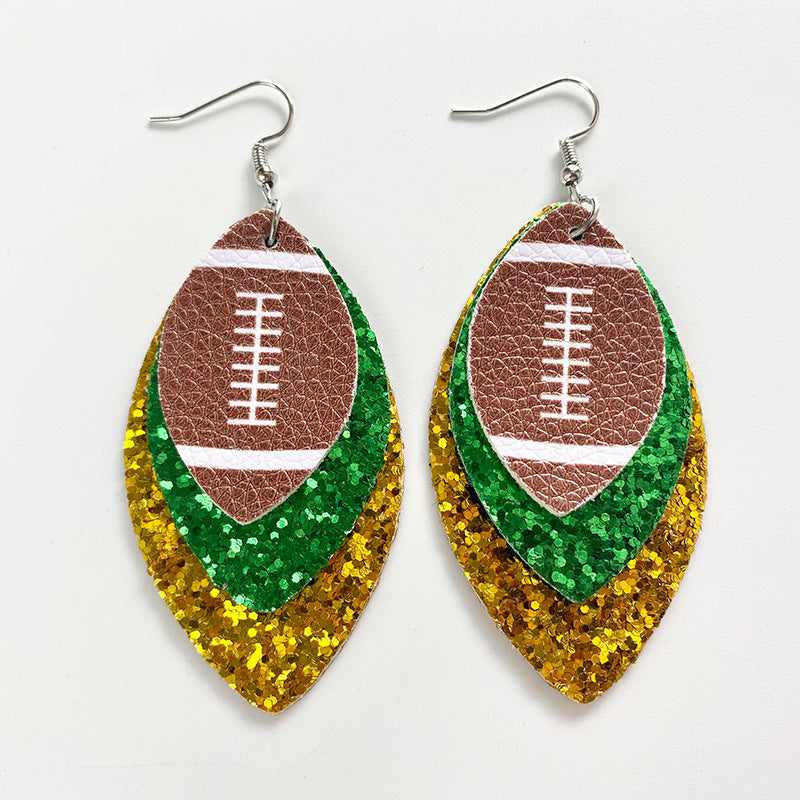 Sports Team Color Earrings with Cheerleading, Football, Baseball, and Softball Design