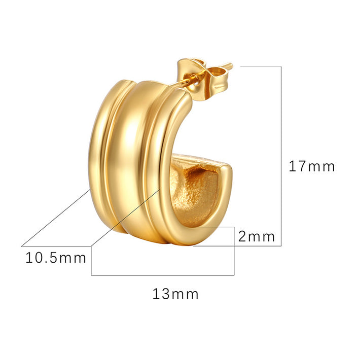 Irregular light luxury earrings, trendy 18K gold-plated stainless steel earrings