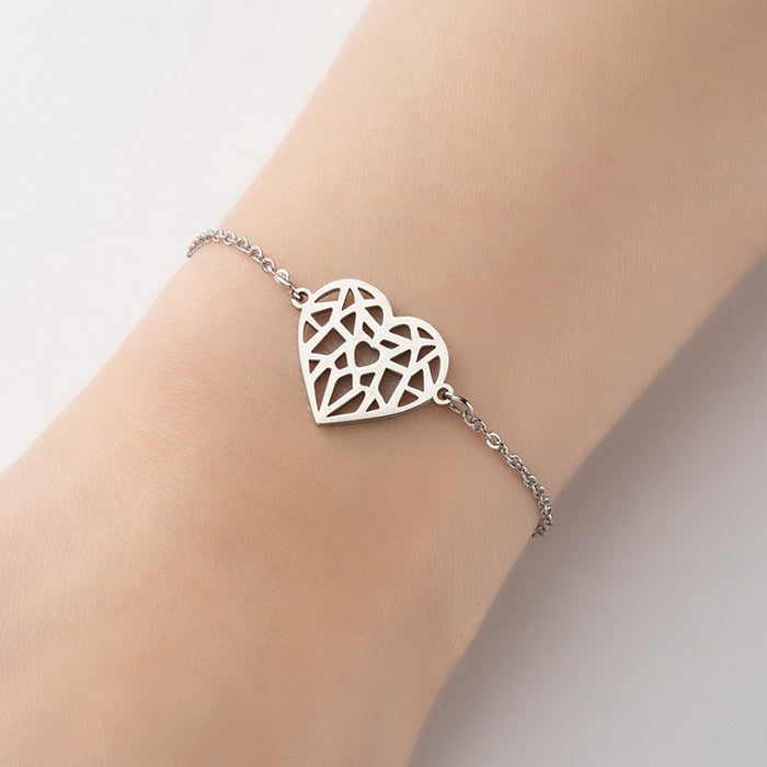 Pulsera colgante de corazón de origami hueco, joyería de novia de lujo ligera y sencilla al por mayor