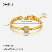 Stainless Steel Gold Plated Roman Numeral Bracelet （Minimo de compra 2） - wallojewerly 