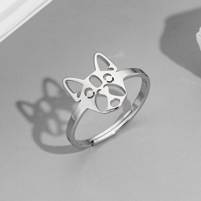 European and American INS style small animal rings, light luxury stainless steel cat and dog open rings wholesale