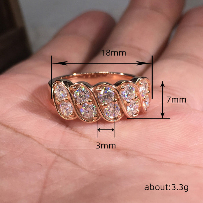 Zircon Diamond Ring Hip Hop Wide Version Super Shiny Temperament Ring